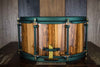 HHG 13 X 7 BOCOTÉ STAVE SNARE DRUM, HIGH GLOSS LACQUER, FOREST GREEN SHIMMER HARDWARE