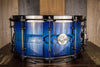 HHG 14 X 7 CONTOURED WHITE ASH STAVE SNARE DRUM, ELECTRIC TO DEEP NAVY BLUE BURST