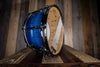 HHG 14 X 7 CONTOURED WHITE ASH STAVE SNARE DRUM, ELECTRIC TO DEEP NAVY BLUE BURST