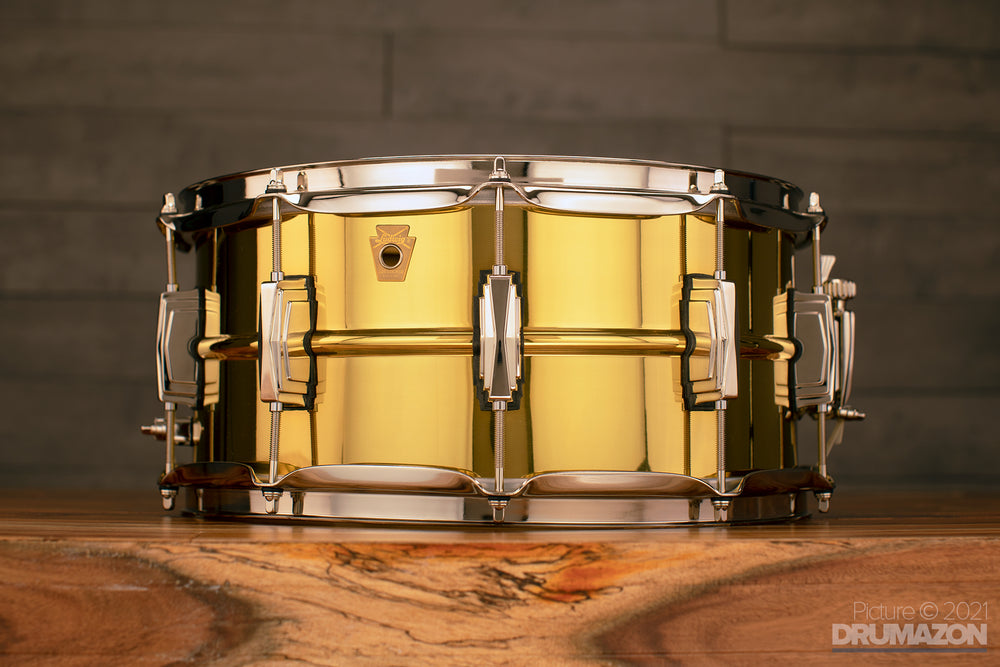 LUDWIG 14 X 6.5 LB403 SUPER BRASS SNARE DRUM NICKEL HARDWARE