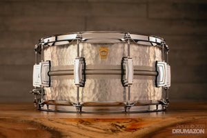 LUDWIG 14 X 6.5 LA405K ACROPHONIC HAMMERED ALUMINIUM SNARE DRUM, LIMITED EDITION