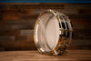 LUDWIG 14 X 5 LB400BBTWM CHROME ON BRASS SNARE DRUM, GOLD FITTINGS, DIECAST HOOPS
