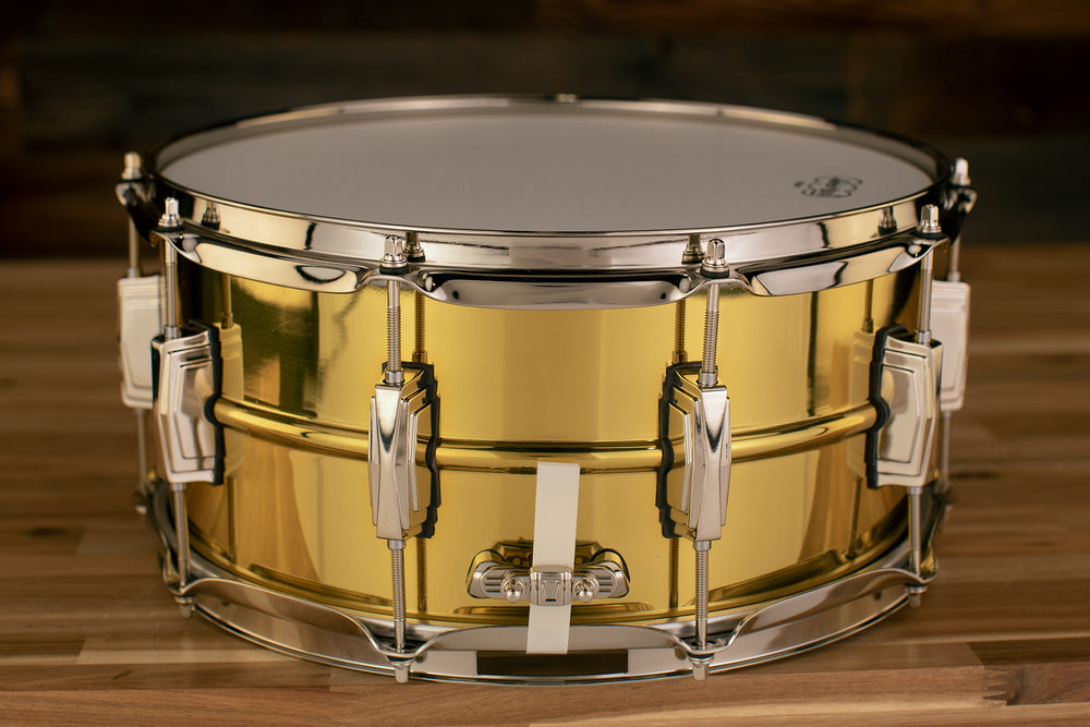 LUDWIG 14 X 6.5 LB403 SUPER BRASS SNARE DRUM NICKEL HARDWARE