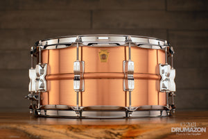 LUDWIG 14 X 6.5 LC654B ACROPHONIC COPPER SNARE DRUM, BRUSHED COPPER