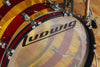 LUDWIG VISTALITE 50TH ANNIVERSARY 4 PIECE DRUM KIT WITH SNARE, RED & YELLOW SWIRL
