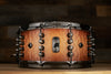 MAPEX BLACK PANTHER DESIGN LAB 14 X 6.5 VERSATUS MAPLE / MAHOGANY RUSS MILLER SIGNATURE SNARE DRUM, PEACH BURL BURST