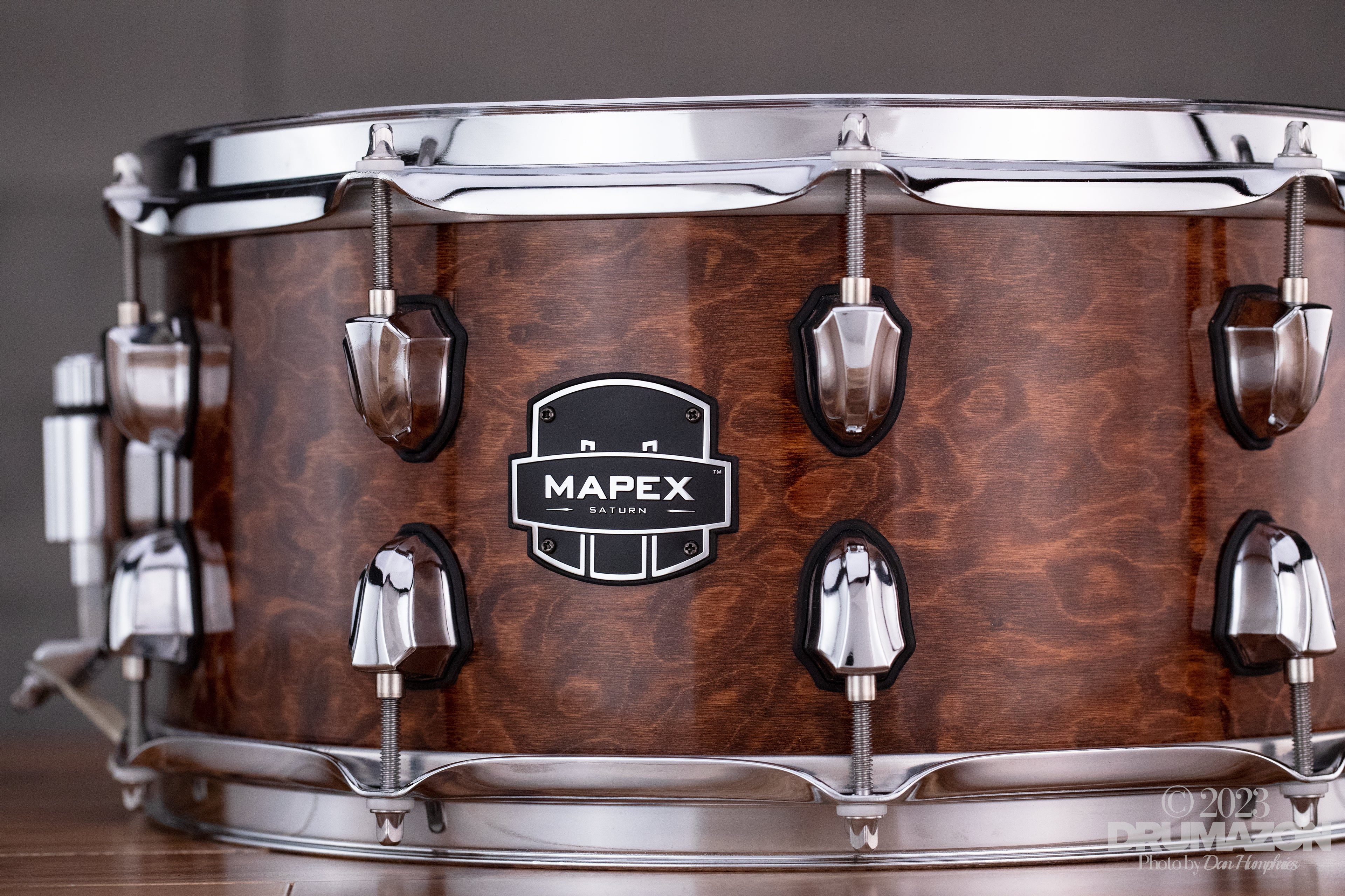 MAPEX SATURN 14 X 6.5 LTD ED 30TH ANNIVERSARY SNARE DRUM WALNUT OVER Drumazon