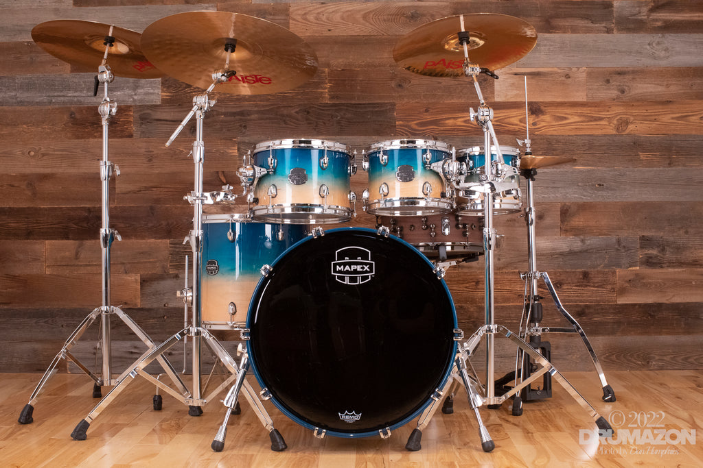 MAPEX SATURN CLASSIC 5 PIECE DRUM KIT 3 UP 1 DOWN AQUA FADE Drumazon
