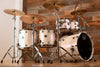 MAPEX SATURN EVOLUTION MAPLE / WALNUT 5 PIECE DRUM KIT, POLAR WHITE, BLACK BRUSHED FITTINGS