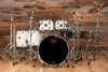 MAPEX SATURN EVOLUTION MAPLE / WALNUT 5 PIECE DRUM KIT, POLAR WHITE, BLACK BRUSHED FITTINGS