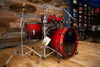 MAPEX SATURN V EXOTIC SOUND WAVE 4 PIECE DRUM KIT, CHERRY MIST MAPLE BURL