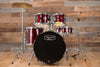MAPEX TORNADO 3 ROCK / FUSION 5 PIECE DRUM KIT, BURGUNDY RED WITH HARDWARE, CYMBALS AND STOOL