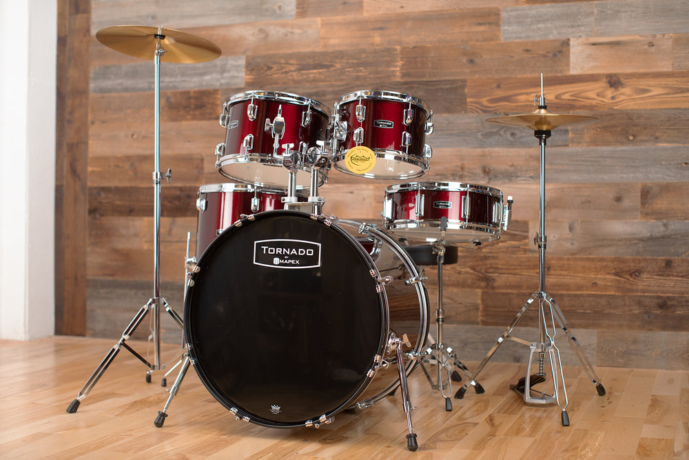 MAPEX TORNADO 3 ROCK FUSION 5 PIECE DRUM KIT BURGUNDY RED WITH