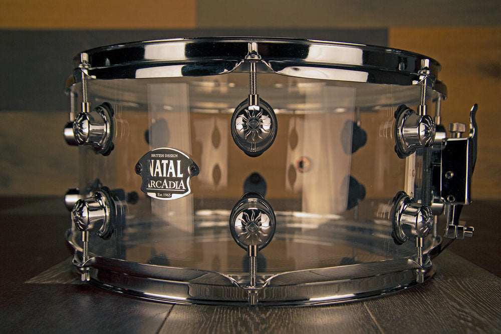 NATAL ARCADIA 13 X 6.5 TRANSPARENT CLEAR ACRYLIC SNARE DRUM Drumazon