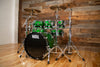 NATAL CAFÉ RACER 7 PIECE CUSTOM ORDER DRUM KIT, GREEN SPARKLE WITH BLACK SPARKLE DOUBLE SPLIT (PRE-LOVED)