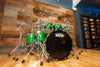 NATAL CAFÉ RACER 7 PIECE CUSTOM ORDER DRUM KIT, GREEN SPARKLE WITH BLACK SPARKLE DOUBLE SPLIT (PRE-LOVED)