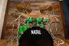 NATAL CAFÉ RACER 7 PIECE CUSTOM ORDER DRUM KIT, GREEN SPARKLE WITH BLACK SPARKLE DOUBLE SPLIT (PRE-LOVED)