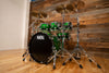 NATAL CAFÉ RACER 7 PIECE CUSTOM ORDER DRUM KIT, GREEN SPARKLE WITH BLACK SPARKLE DOUBLE SPLIT (PRE-LOVED)