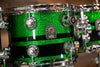 NATAL CAFÉ RACER 7 PIECE CUSTOM ORDER DRUM KIT, GREEN SPARKLE WITH BLACK SPARKLE DOUBLE SPLIT (PRE-LOVED)