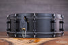 NOBLE & COOLEY 14 X 4.75 ALLOY CAST ALUMINIUM SNARE DRUM, CAST HOOPS BLACK ON BLACK (PRE-LOVED)