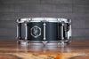 NOBLE & COOLEY 14 X 6 ALLOY CAST ALUMINIUM SNARE DRUM, PIANO BLACK WITH RAW REVEAL