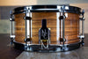NOBLE & COOLEY 14 X 6.5 WALNUT PLY SNARE DRUM, NATURAL GLOSS WITH BLACK CHROME HARDWARE (PRE-LOVED)