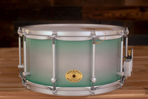 NOBLE & COOLEY 14 X 7 SS CLASSIC SOLID MAPLE SHELL SNARE DRUM, MINT BURST, SATIN SILVER FITTINGS