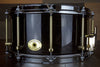 NOBLE & COOLEY 14 X 7 SS CLASSIC CHERRY SOLID SHELL SNARE DRUM BLACK WASH GLOSS WITH BRASS / CHROME HARDWARE