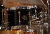 NOBLE & COOLEY HORIZON 5 PIECE CUSTOM SPEC 5 PIECE DRUM KIT, PIANO BLACK LACQUER, LONG BRASS LUGS (PRE-LOVED)