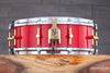 NOBLE & COOLEY 14 X 5 SOLID SHELL CLASSIC MAPLE SNARE DRUM, TRANSLUCENT CHERRY RED, (PRE-LOVED)