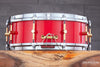 NOBLE & COOLEY 14 X 5 SOLID SHELL CLASSIC MAPLE SNARE DRUM, TRANSLUCENT CHERRY RED, (PRE-LOVED)