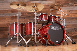 NOBLE & COOLEY WALNUT CLASSIC, 6 PIECE DRUM KIT, TRANSLUCENT CHERRY RED LACQUER