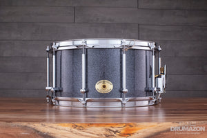 NOBLE & COOLEY 14 X 7 SS CLASSIC BEECH SOLID SHELL SNARE DRUM HEMATITE SPARKLE / CHROME FITTINGS