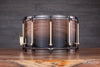 NOBLE & COOLEY 14 X 8 SS CLASSIC WALNUT SOLID SHELL SNARE DRUM, BLACK FADE GLOSS, BRASS LUGS, BLACK CHROME HOOPS