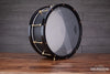 NOBLE & COOLEY 14 X 6 ALLOY CAST ALUMINIUM SNARE DRUM, BLACK WITH WOOD HOOPS