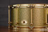NOBLE & COOLEY 14 X 7 SS CLASSIC SOLID MAPLE SHELL SNARE DRUM, GOLD SPARKLE, BRASS FITTINGS
