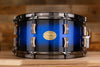 NOBLE & COOLEY 13 X 6.5 CD MAPLE SNARE DRUM, BLUE SPARKLE BURST GLOSS WITH BLACK CHROME FITTINGS