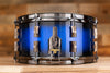 NOBLE & COOLEY 13 X 6.5 CD MAPLE SNARE DRUM, BLUE SPARKLE BURST GLOSS WITH BLACK CHROME FITTINGS