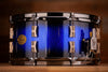 NOBLE & COOLEY 13 X 6.5 CD MAPLE SNARE DRUM, BLUE SPARKLE BURST GLOSS WITH BLACK CHROME FITTINGS