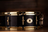 NOBLE & COOLEY 14 X 5 SS CLASSIC CHERRY SOLID SHELL SNARE DRUM, BLACKWASH GLOSS WITH BRASS FITTINGS