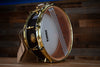 NOBLE & COOLEY 14 X 5 SS CLASSIC CHERRY SOLID SHELL SNARE DRUM, BLACKWASH GLOSS WITH BRASS FITTINGS