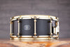 NOBLE & COOLEY 14 X 6 ALLOY CAST ALUMINIUM SNARE DRUM, BLACK WITH BRASS FITTINGS