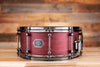 NOBLE & COOLEY 14 X 6 HORIZON SNARE DRUM, MAPLE / MAHOGANY HYBRID, CHERRY STAIN MATTE, BLACK CHROME FITTINGS