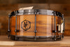 NOBLE & COOLEY 14 X 6 SS CLASSIC WALNUT SOLID SHELL SNARE DRUM, NATURAL GLOSS, BLACK CHROME FITTINGS / DIECAST HOOPS