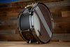 NOBLE & COOLEY 14 X 6.5 WALNUT PLY SNARE DRUM MATTE BLACK WITH WALNUT REVEAL BADGE AND BLACK CHROME FITTINGS