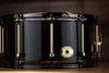NOBLE & COOLEY 14 X 7 SS CLASSIC CHERRY SOLID SHELL SNARE DRUM BLACK WASH GLOSS WITH BRASS / BLACK CHROME HARDWARE