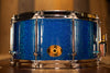 NOBLE & COOLEY 14 X 7 SS CLASSIC TULIP SOLID SHELL SNARE DRUM, CAIRO BLUE HOLO SPARKLE LACQUER