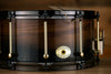 NOBLE & COOLEY 14 X 7 SS CLASSIC WALNUT SOLID SHELL SNARE DRUM, BLACK FADE LACQUER, BRASS LUGS, BLACK CHROME HOOPS