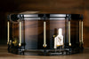 NOBLE & COOLEY 14 X 7 SS CLASSIC WALNUT SOLID SHELL SNARE DRUM, BLACK FADE LACQUER, BRASS LUGS, BLACK CHROME HOOPS