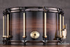 NOBLE & COOLEY 14 X 8 SS CLASSIC WALNUT SOLID SHELL SNARE DRUM, BLACK BURST GLOSS, BRASS LUGS, BLACK CHROME HOOPS